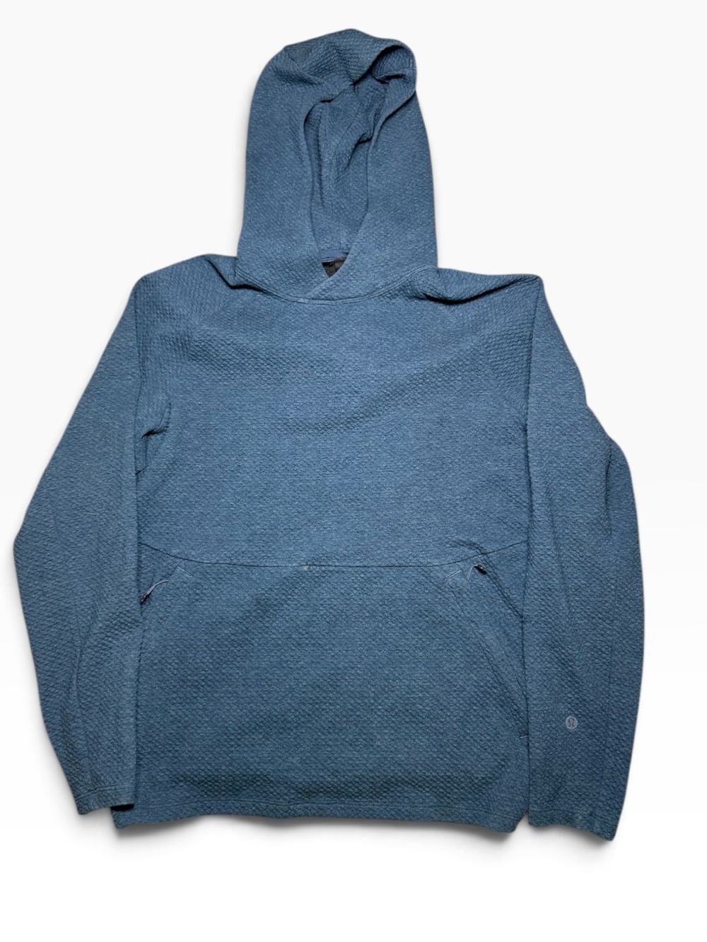Lululemon Textured Double-Knit Cotton Hoodie  Heathered Iron Blue/Black size s